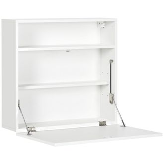 HOMCOM Homcom - Mesa Plegable De Pared Moderno Escritorio Flotante Multifuncional Con Estantes De Almacenamiento Carga 40 Kg Para Dormitorio Sal&oacute;n 64x20x60 C