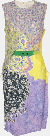 Peter Pilotto Mulitcolor Printed Crepe Sleeveless Belted Midi Dress