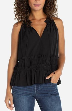 Liverpool L.A. Ruffle Tie Neck Sleeveless Top in Black at Nordstrom, Size X-Small
