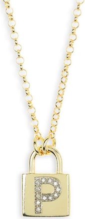 Meshmerise Diamond Padlock Initial Pendant Necklace - 0.12ct. in Yellow-P at Nordstrom Rack