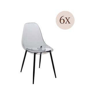Dmora Conjunto De 6 Sillas Amstrong, Sill&oacute;n Pet, Silla De Comedor Ergon&oacute;mica, Silla De Reuni&oacute;n, 53x46h81 Cm, Color Humo