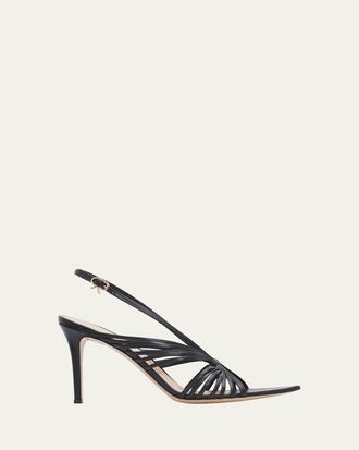 Gianvito Rossi 85mm Strappy Leather Pointed-Toe Sandals