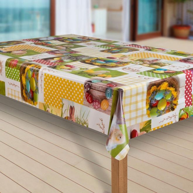 Laro Wachstuch-Tischdecke Abwaschbar Wachstischdecke PVC Plastik-Tischdecken Eckig Meterware Abwischbar, Muster:Ostern Eier Bunt, Größe:100x100 cm ab 31,99 €