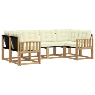 vidaXL Conjunto De Sof&aacute;s De Exterior Con Coj&iacute;n 6 Pcs Blanco Y Crema Vidaxl