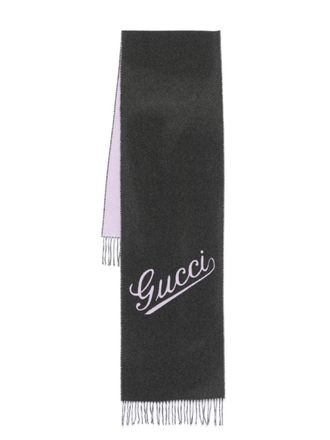 Gucci Sjaal met intarsia logo - Grijs