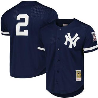 Mitchell & Ness Mens Mitchell & Ness Derek Jeter Navy New York Yankees Cooperstown Collection Mesh Batting Practice Button-Up Jersey at Nordstrom, Size Xx-Large