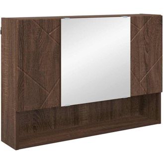 vidaXL Armario con espejo de baño Marrón roble 80 x 17 x 55 cm vidaXL