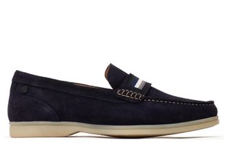 Base London Mens Leather Drum Loafer Shoes - Navy - Size UK 11