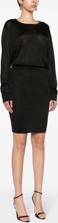 Saint Laurent Womens Open-back Knitted Dress - Black viscose - Size Medium
