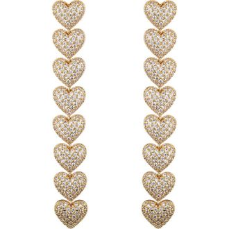 Eye Candy Los Angeles Mila Cubic Zirconia Heart Drop Earrings in Gold at Nordstrom Rack