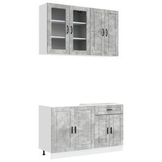 vidaXL Unidad De Cocina Porto 4 Uds. Gris Hormig&oacute;n Vidaxl
