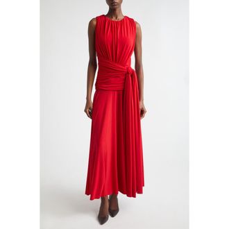 Brandon Maxwell The Isadora Draped Jersey Maxi Dress in Red at Nordstrom, Size 2