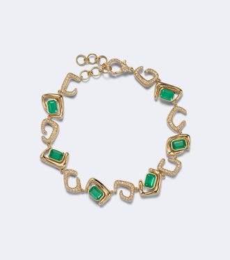Shay Jewelry 18kt gold bracelet with emeralds and diamonds