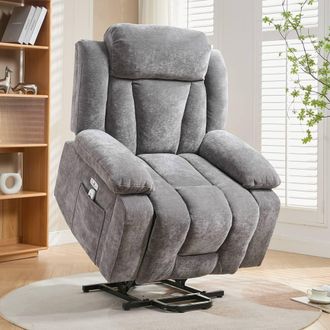 Matteo Electric Power Lift Recliner Chair - Massage, Heat & USB - Grey Fabric