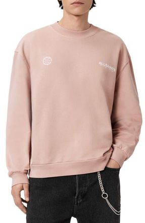 AllSaints Emblem Graphic Sweatshirt in Sunbaked Pink at Nordstrom, Size X-Large