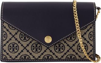 Tory Burch Womens Wallet On Chain Navy Cowhide