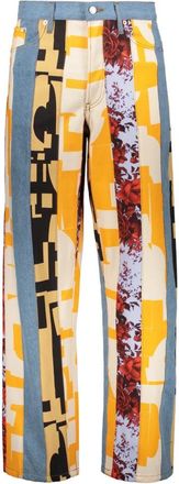 Dries Van Noten Contrast Insert Jeans - Heren - Regular Fit Jeans - Veelkleurig - W32 - Katoen - Jeans
