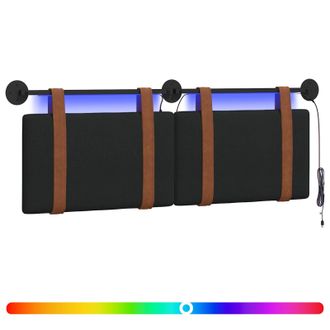 vidaXL Cabecero Colgante Con Luz Led Negro Pu Antiguo Vidaxl