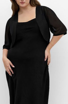 City Chic Chiffon Shrug in Black at Nordstrom, Size Xxxs