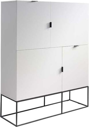 Pondecor Interiorismo Aparador de MDF blanco y patas met&aacute;licas negras