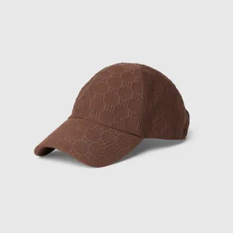 Gucci Embossed GG Jersey Baseball Hat, Brown, Fabric
