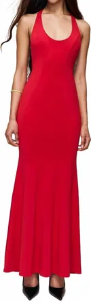 Guizio Siena Halter Maxi Dress In Red