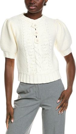 English Factory Cable Puff Sleeve Sweater