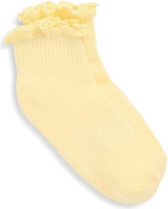 Stems Ruffle Cotton Blend Quarter Socks in Lemon at Nordstrom