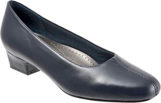 Trotters Doris T3235-400 Heel Womens US 10.5 Navy Leather Slip On Pump ZOGG20