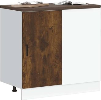 Berkfield Home Sink Base Cabinet Smoked Oak Engineered Wood in Brown