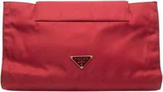 Prada Pre-owned Nylon Pouch - Dames - Vintage Clutch - Rood - ONE Size - Nylon - Vintage