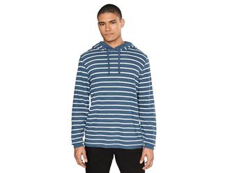 Faherty Slub Cotton Hoodie Mens Clothing Breaker Blue Breton Stripe : 2XL