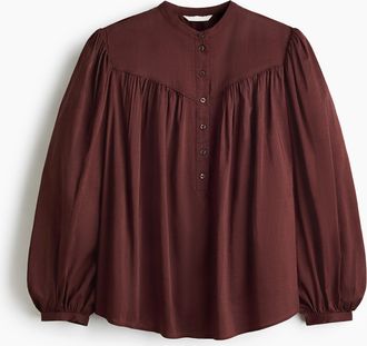 H&M Oversized Bluse - Dunkles Rostbraun