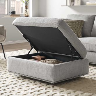 Castlery Performance Fabric Hidden Storage Ottoman - Grey | Hamilton by Castlery