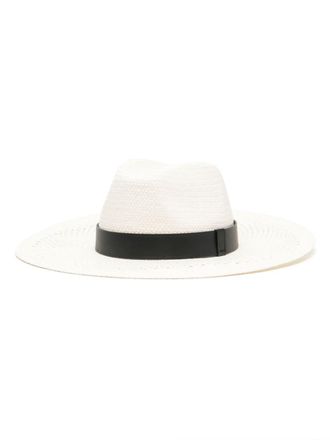 Max Mara Sidney sun hat - women - Polyester/Cotton/Paper/Calf Leather - 58 - White