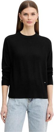 A|X Armani Exchange Trui met split aan de achterkant - Dames - Ronde hals truien - Zwart - M - Wol - Truien & Vesten