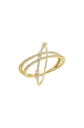 Bony Levy Audrey Crossover Diamond Ring in 18K Yellow Gold at Nordstrom, Size 6.5