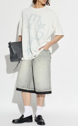 Misbhv Denim Shorts With A vintage Effect, Mens, Grey