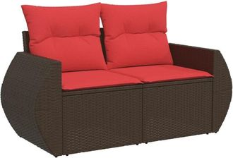 vidaXL Garden Sofa with Cushions 2-Seater Brown Poly Rattan vidaXL