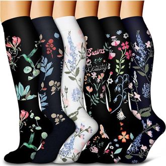 Generic 6 Pairs Compression Socks Women Leggings Long Running Compression Socks Outdoor Sports Socks Circulation-Best Support for Nurses, Running, Athletic
