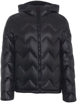 Peuterey Cropped Zip-Up Jacket With Chevron Quilting And Hood