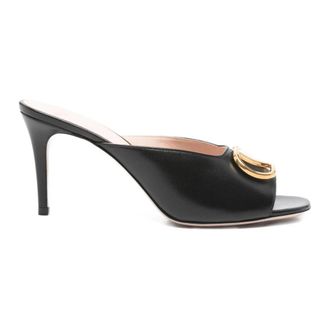 Valentino VLogo Signature Slide - Dames - Muiltjes - Zwart - 37 EU - Leer - Schoenen
