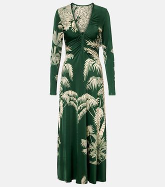 Johanna Ortiz Printed ruched jersey midi dress