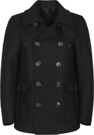Dsquared2 Wollen Peacoat - Heren - Mantel - Zwart - XL - Wol - Jassen