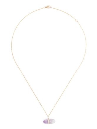 JiaJia 14kt geelgouden Veracruz halsketting met diamant en amethist