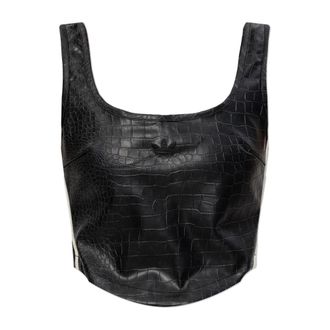 adidas Originals Adidas Originals, Sleeveless Tops, female, Black, Size: 2XS Pleather Corset