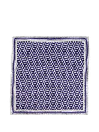 Brunello Cucinelli geometric-pattern silk pocket square - White