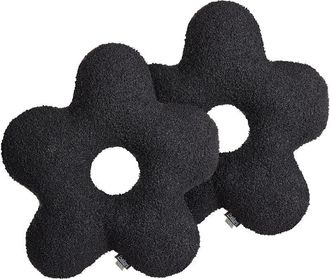 Beliani Conjunto De 2 Cojines 40 X 40 Cm Tela Afelpada Almohadas Forma De Flor Decoraci&oacute;n Textil Accesorios Negro Camponula