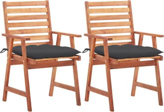 vidaXL Vidaxl - Sillas Comedor De Jard&iacute;n 2 Uds Madera Maciza Acacia Y Cojines