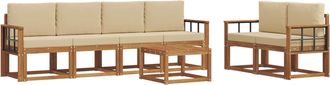vidaXL Conjunto De Sof&aacute;s De Exterior 7 Uds. Natural Y Beige Vidaxl
